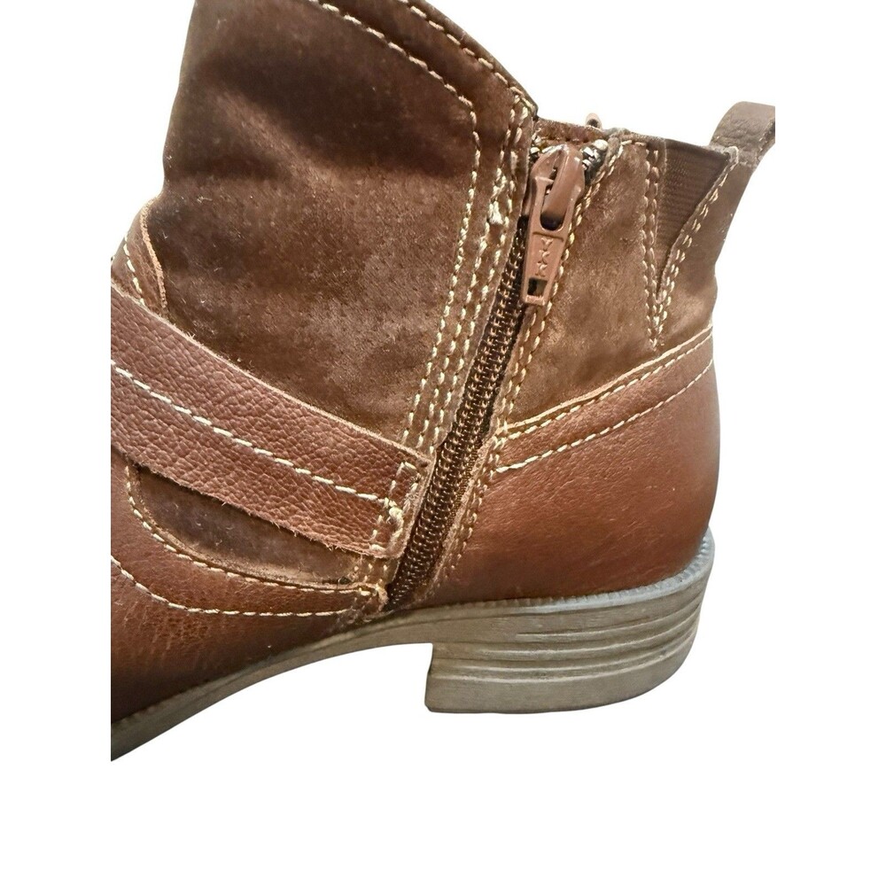 Earth Origins Paris Brown Leather Booties Women’s Side Zip Casual Boots Sz 8W - Picture 8 of 11